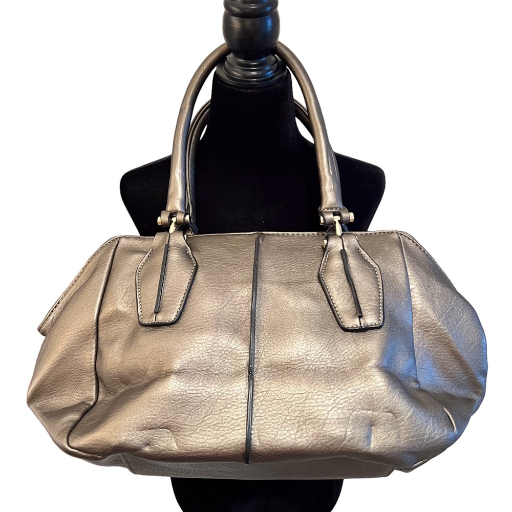 Pewter & Rosegold Vegan Leather Satchel Handbag
